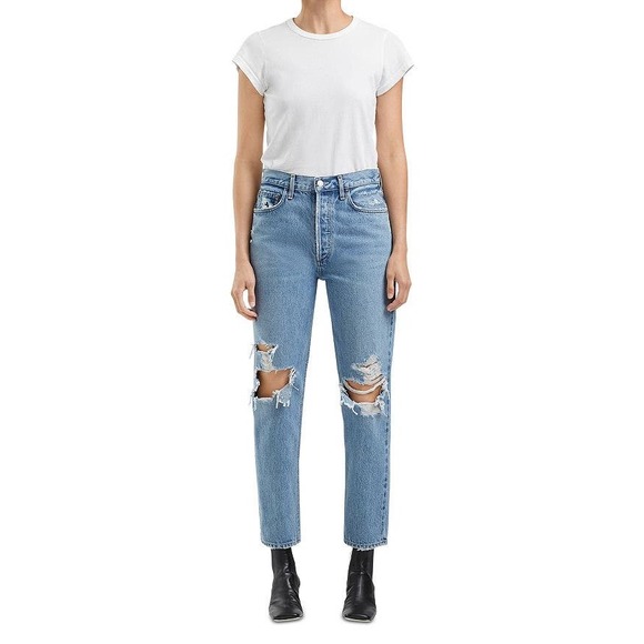 Agolde Denim - Agolde Fen High Rise Relaxed Taper Jeans in Ripped Organic Cotton, size 25 NWT